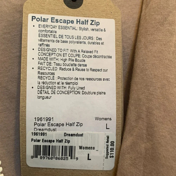 Prana Wm’s Polar Escape Cream 1/2 Zip Fleece Pullover Sz L # - Picture 3 of 5